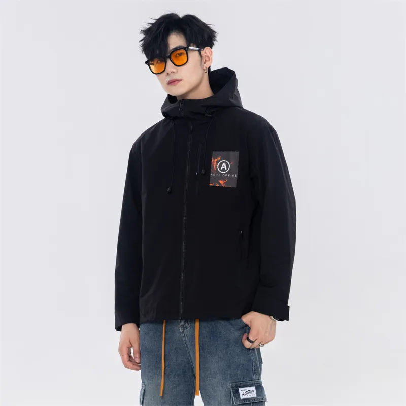 Antioffice Lace-Up Windproof Windbreaker Jacket Men's-6