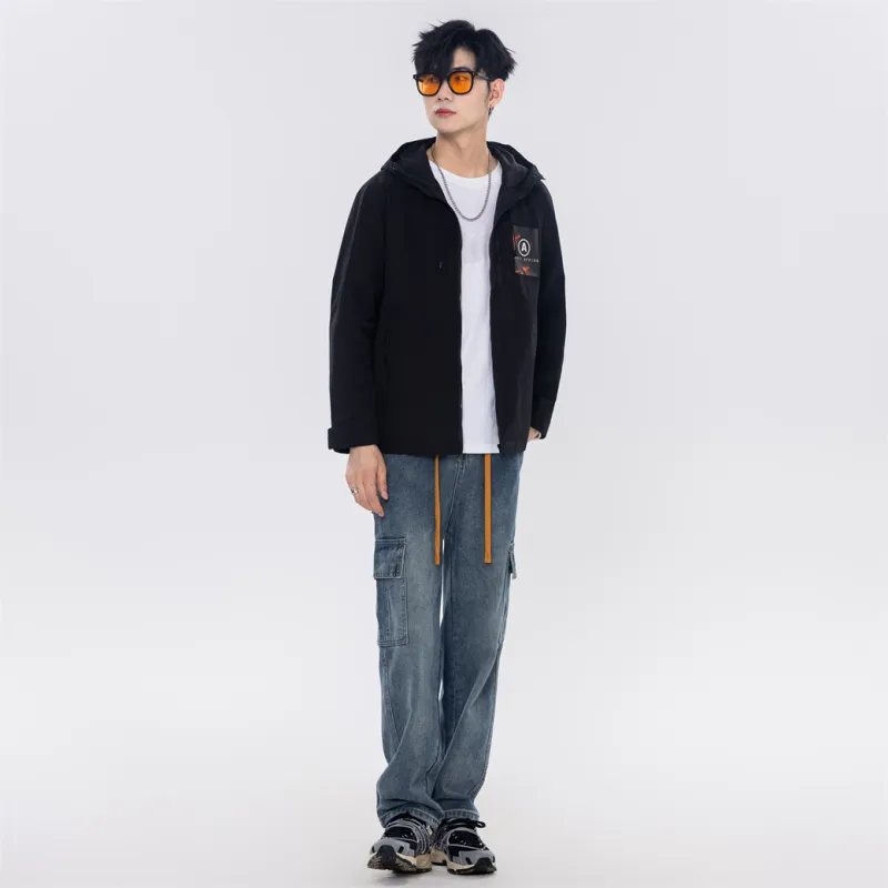 Antioffice Lace-Up Windproof Windbreaker Jacket Men's-2