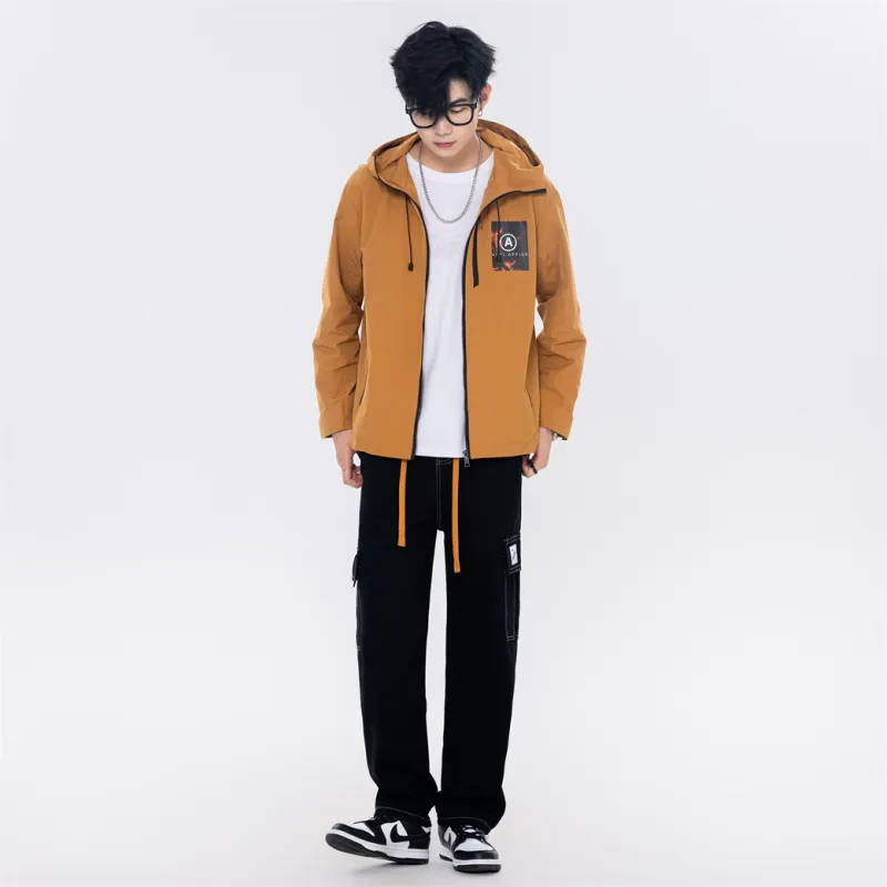 Antioffice Lace-Up Windproof Windbreaker Jacket Men's-31
