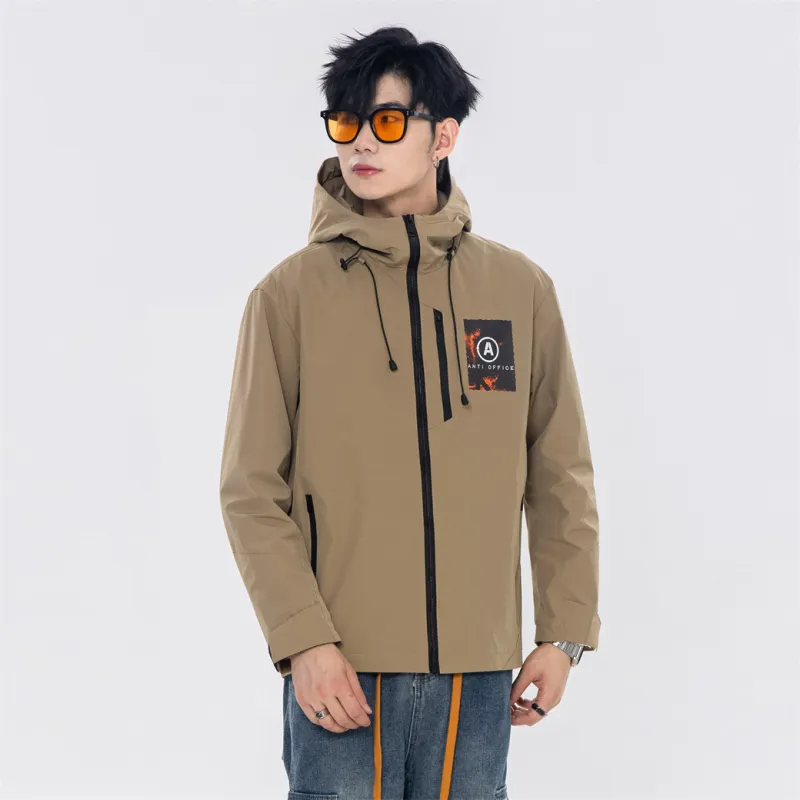Antioffice Lace-Up Windproof Windbreaker Jacket Men's-10