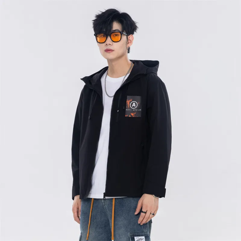 Antioffice Lace-Up Windproof Windbreaker Jacket Men's-3