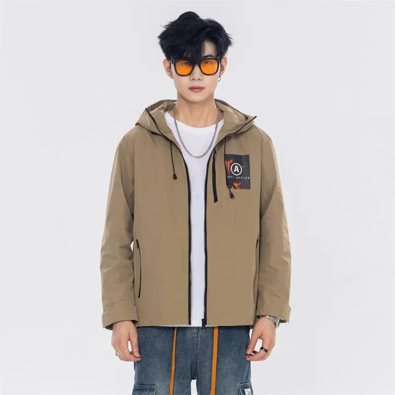 Antioffice Lace-Up Windproof Windbreaker Jacket Men's-13