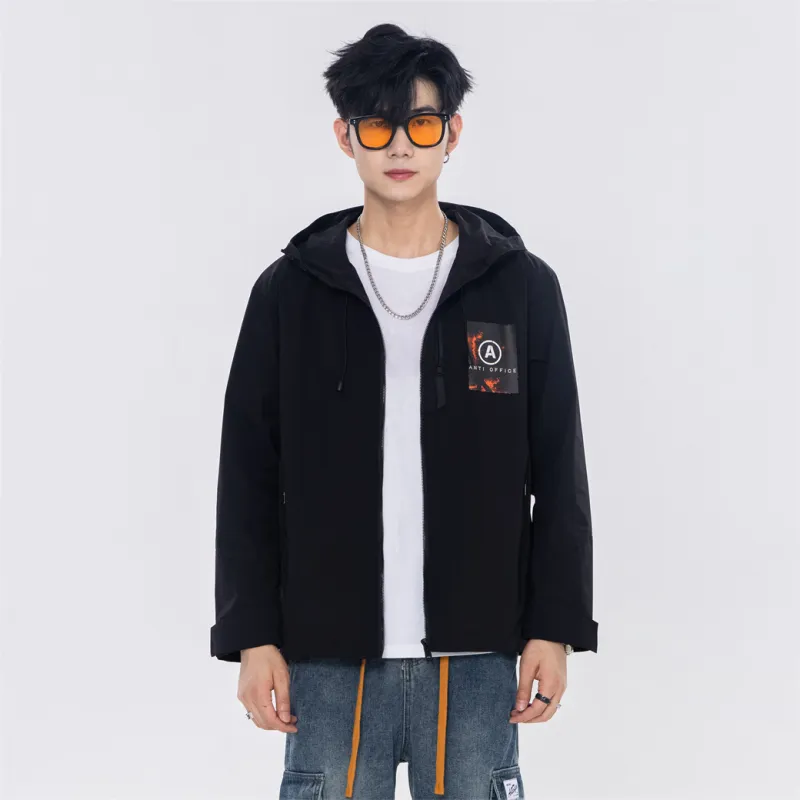 Antioffice Lace-Up Windproof Windbreaker Jacket Men's-5