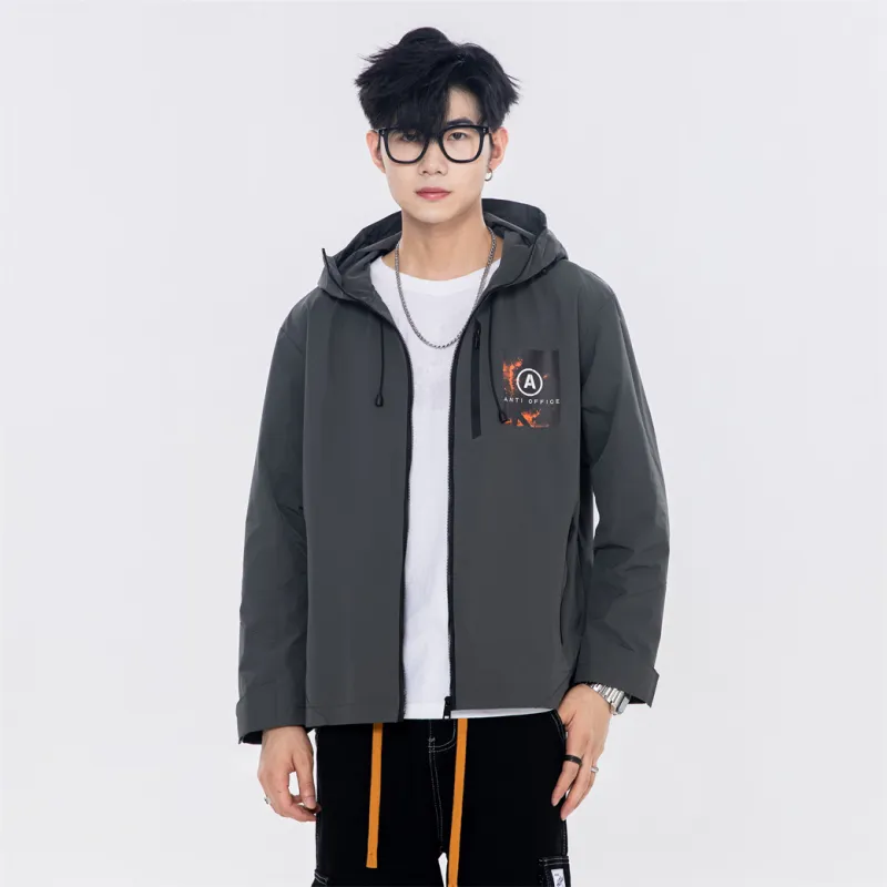 Antioffice Lace-Up Windproof Windbreaker Jacket Men's-16