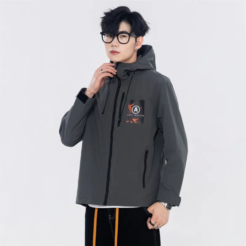 Antioffice Lace-Up Windproof Windbreaker Jacket Men's-20