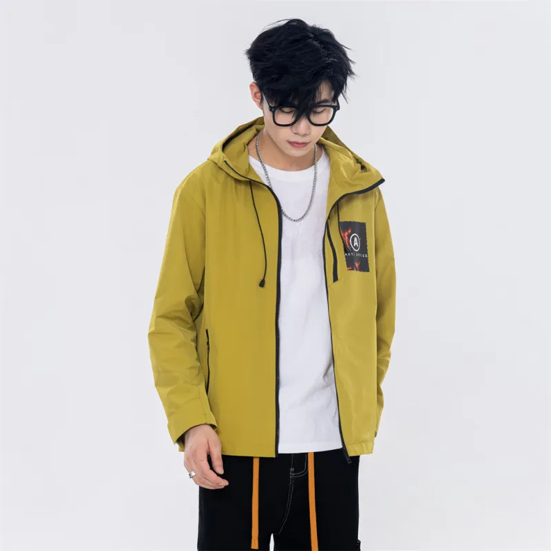 Antioffice Lace-Up Windproof Windbreaker Jacket Men's-27