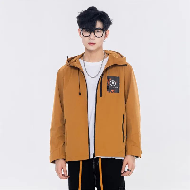 Antioffice Lace-Up Windproof Windbreaker Jacket Men's-30