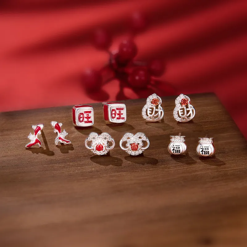 Lady Go Sterling Silver Stud Earrings Women's-7
