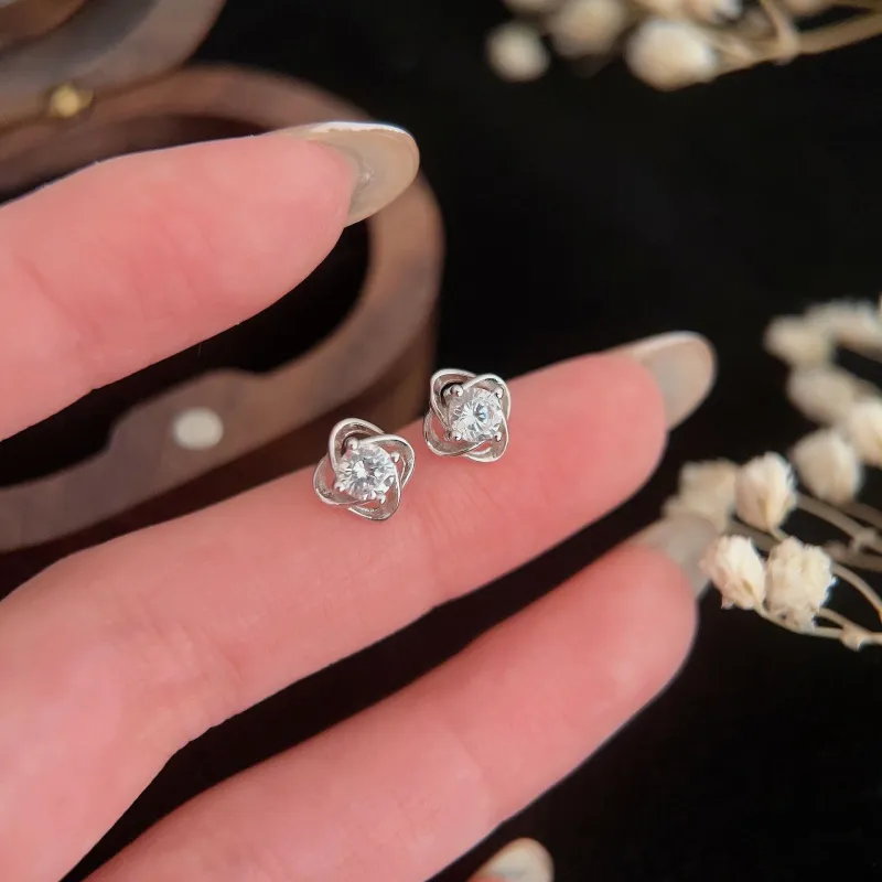 Lady Go Sterling Silver Stud Earrings Women's-5