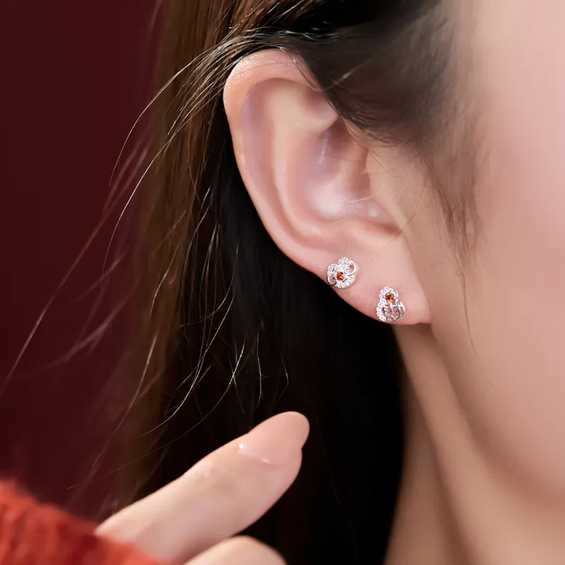Lady Go Sterling Silver Stud Earrings Women's-1
