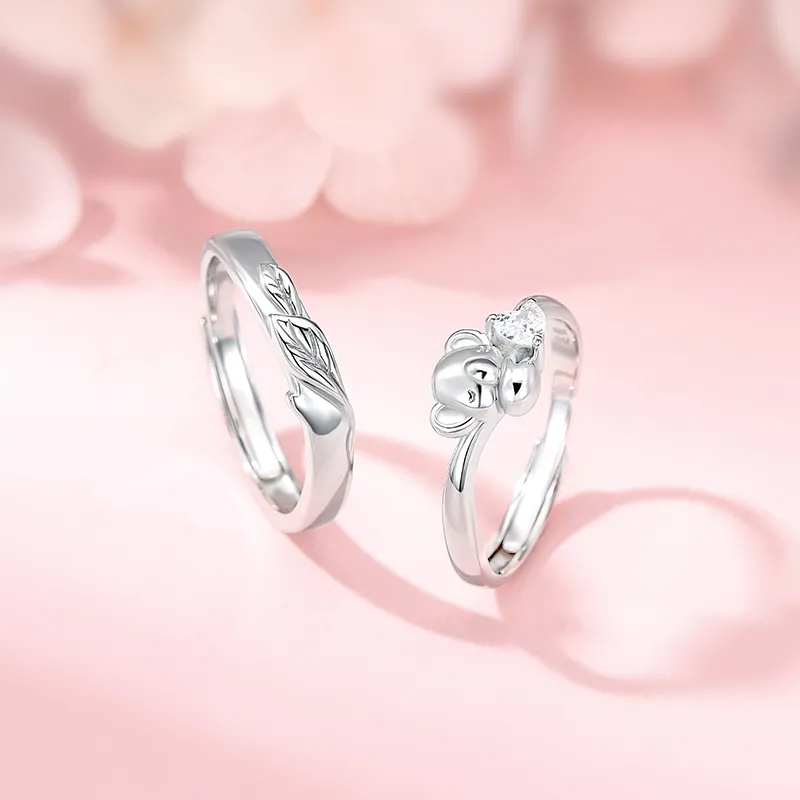 Lady Go Sterling Silver Couple Rings Unisex-3