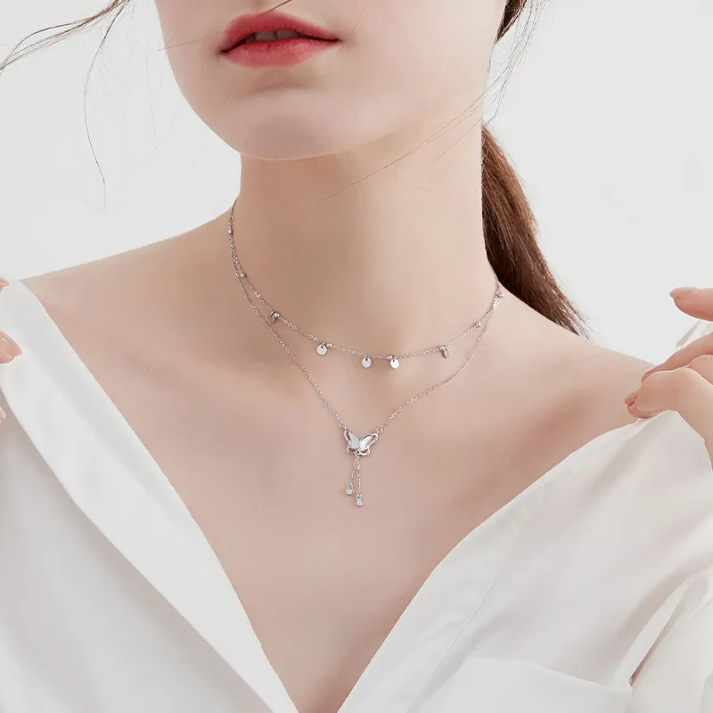 Lady Go Silver Necklaces Women's-3