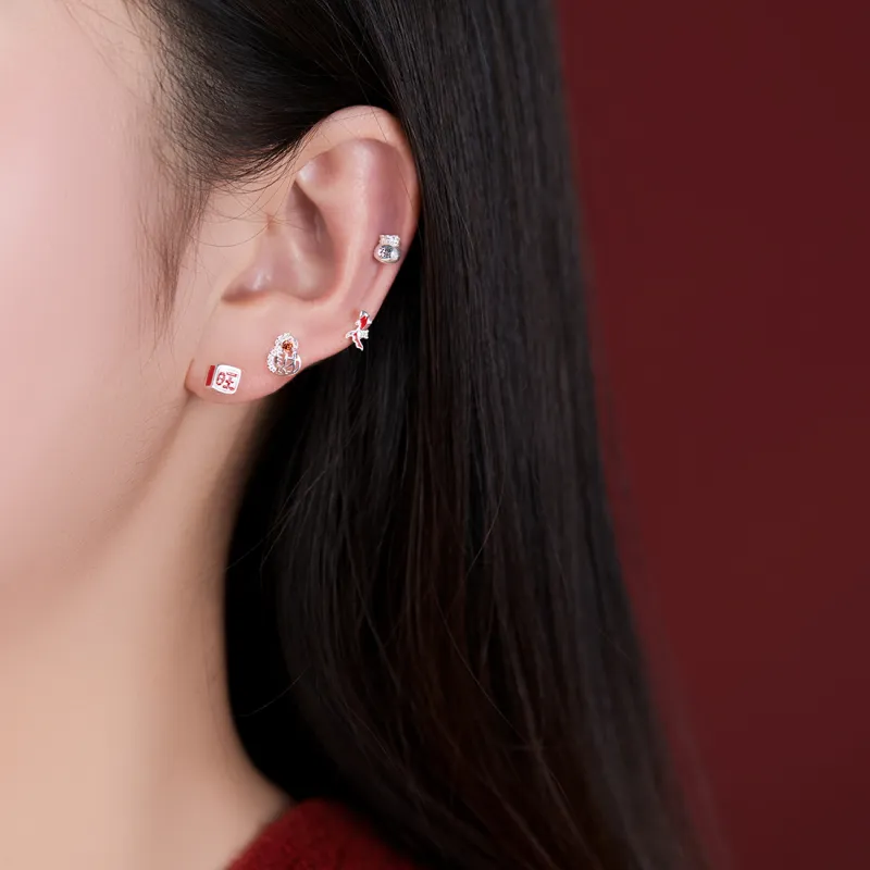 Lady Go Sterling Silver Stud Earrings Women's-9