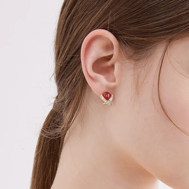 Lady Go S925 Silver Stud Stud Earrings Women's-3