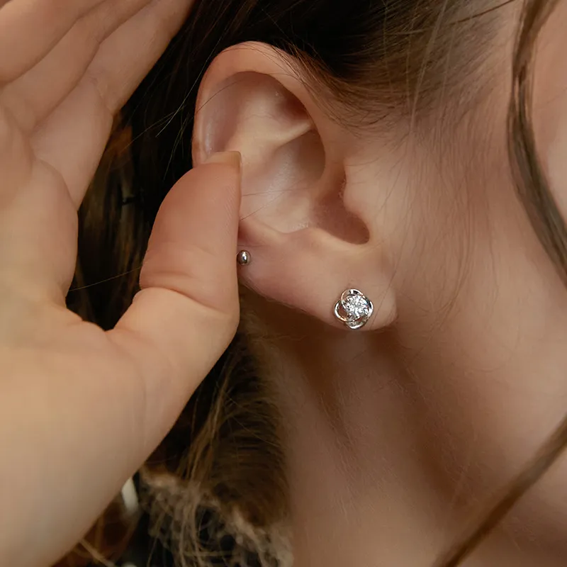Lady Go Sterling Silver Stud Earrings Women's-3