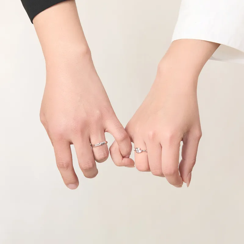 Lady Go Sterling Silver Couple Rings Unisex-4