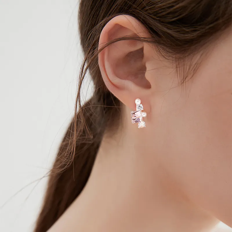Lady Go 925 Sterling Silver Needle Earrings Women's-4
