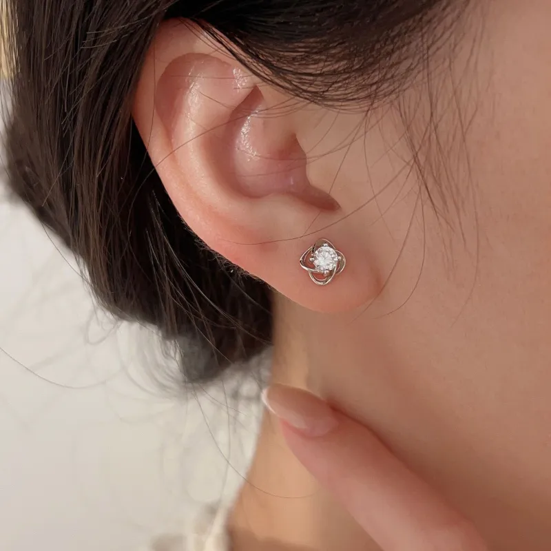 Lady Go Sterling Silver Stud Earrings Women's-1