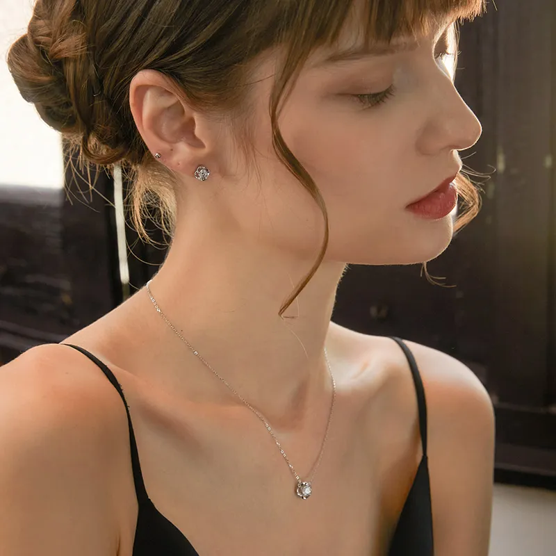 Lady Go Sterling Silver Stud Earrings Women's-2