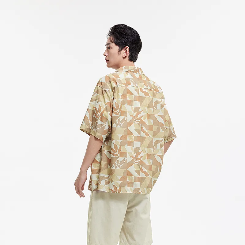 SEM/R x Lracema Shirt Men's Flower Coffee Shade 00305-3