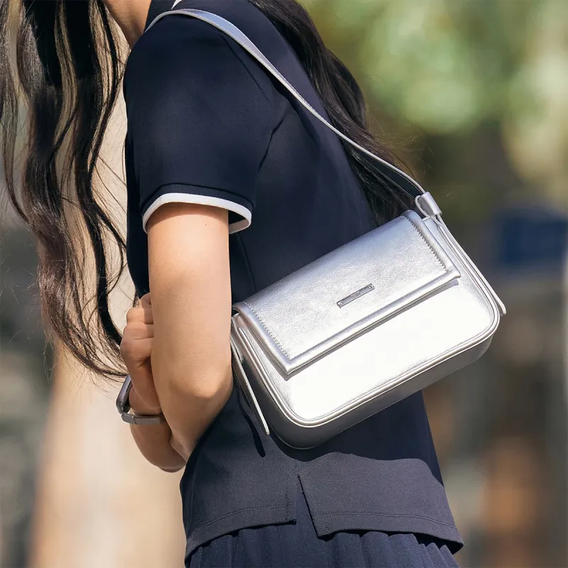 SEM/R PU Crossbody Bag, Shoulder Bag Medium Size Women's Smoke Gray, Silver/White, Yellow Tone, Pink Tone-9