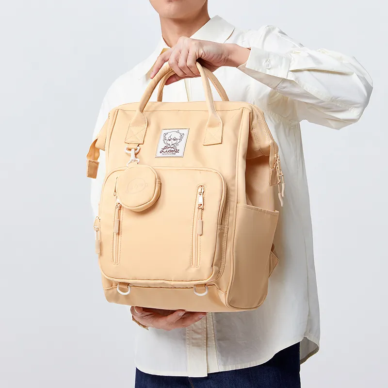 SEM/R X Snoopy Collaboration Nylon Fabric Backpack Large Size Unisex Ecru/Black-3