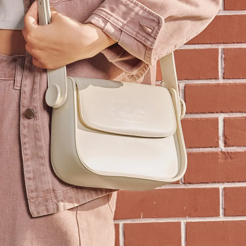 SEM/R PU Shoulder Bag Crossbody Bag Regular Women's Milk White / Caramel Brown / Black-2
