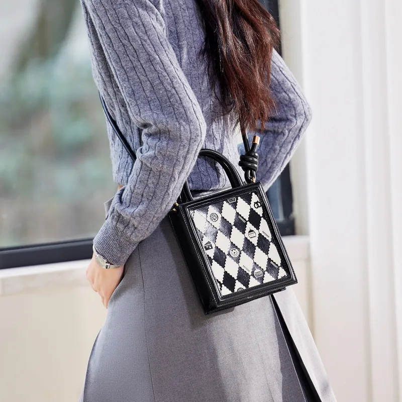SEM/R PU Handbag Trumpets Women's Ecru 10301 Black 90001-6