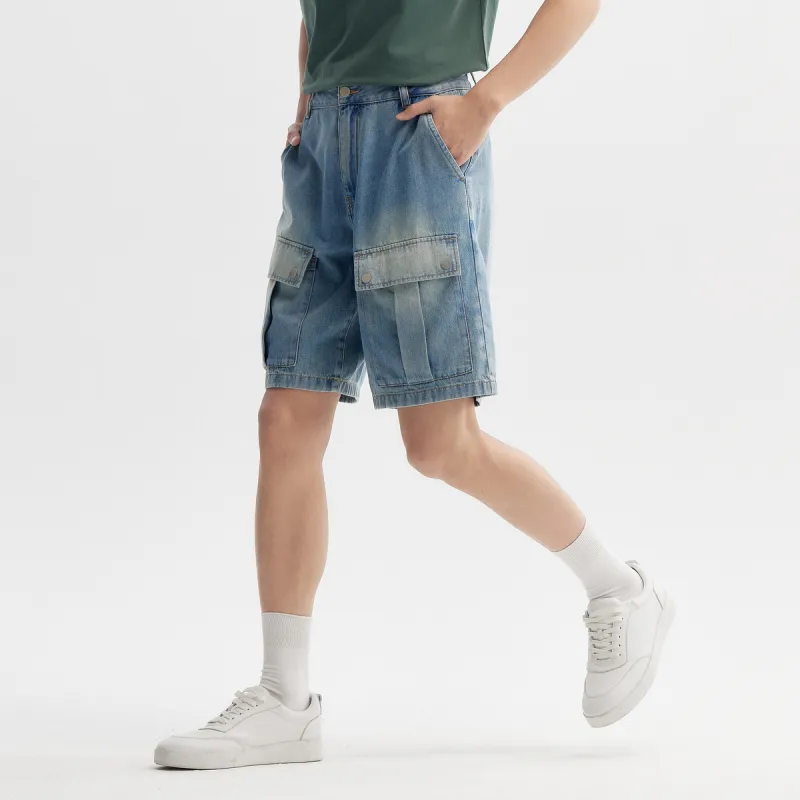SEM/R Denim Shorts Men Denim Medium Blue 88201-2