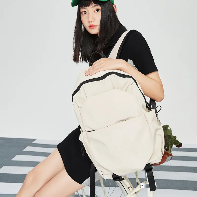 SEM/R Polyester Backpack Medium Size Unisex Ecru/Army Green/Black-2