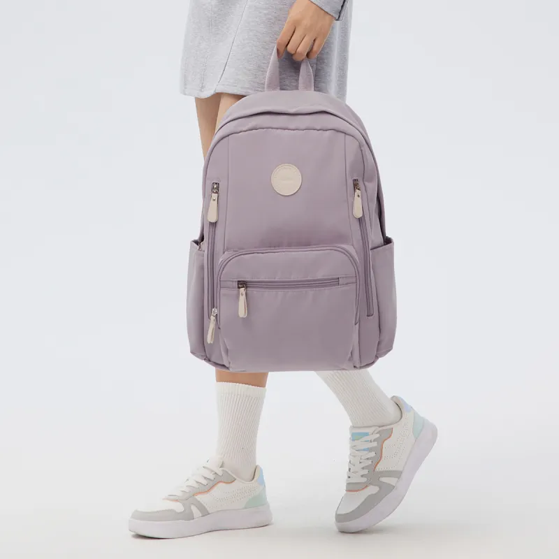 SEM/R Polyester Laptop Backpack Medium Size Unisex Ecru/Purple-40