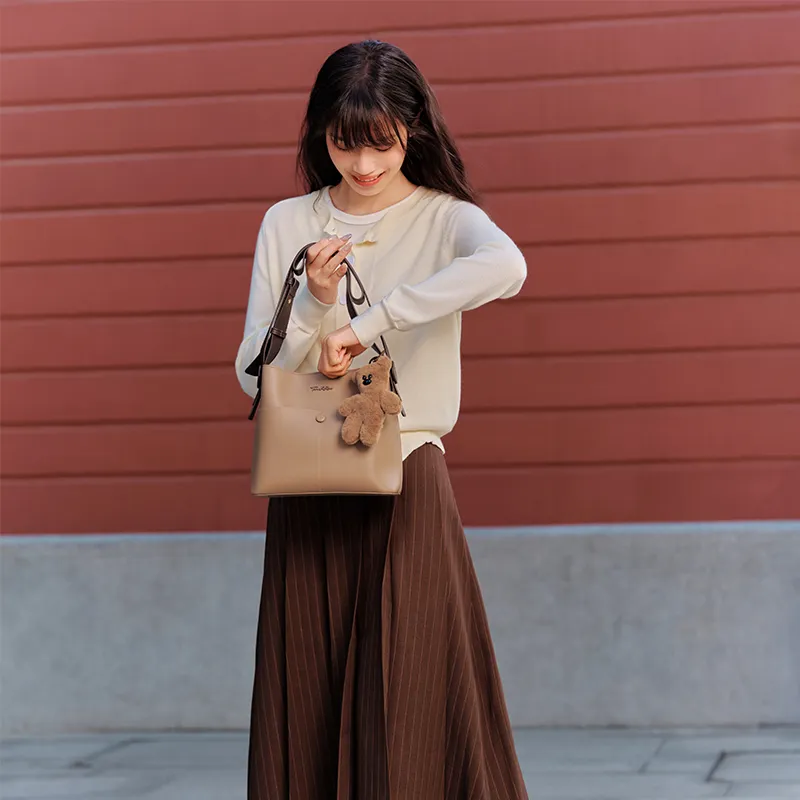 SEM/R PVC Crossbody Bag, Commute Handbag, Shoulder Bag Women's Milk White 10501, Khaki 50604, Caramel Brown 51101-10