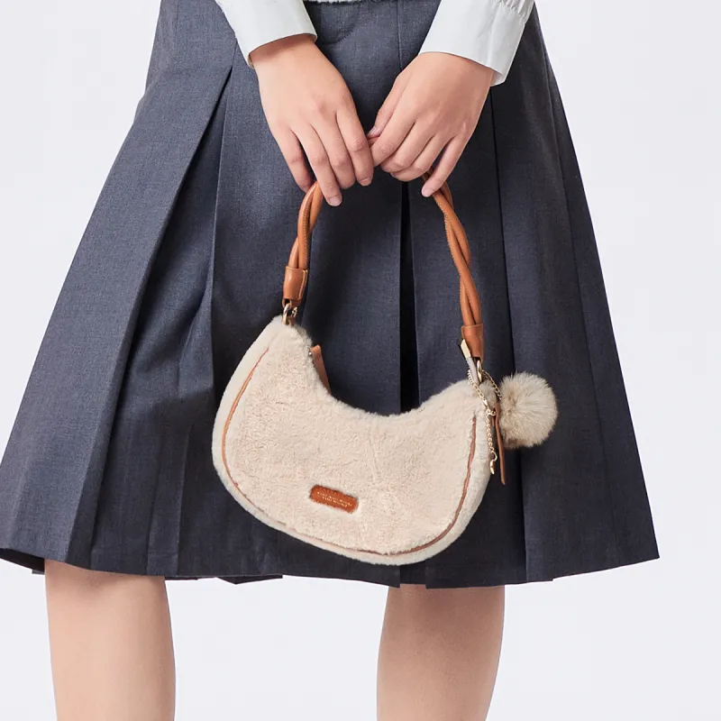 SEM/R Fabric, Synthetic Leather Shoulder Bag, Handbag Trumpets Women's Khaki/Caramel Brown/Dream Pink-5