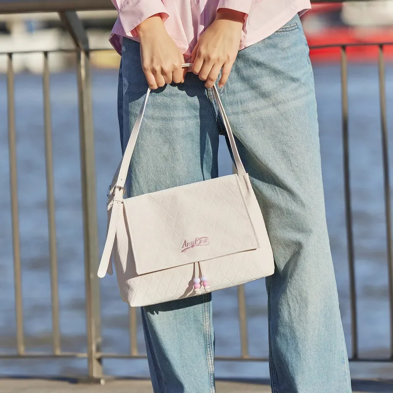 SEM/R PU And Fabric Crossbody Bag, Shoulder Bag Regular Women's Ecru/Denim Light Blue-2