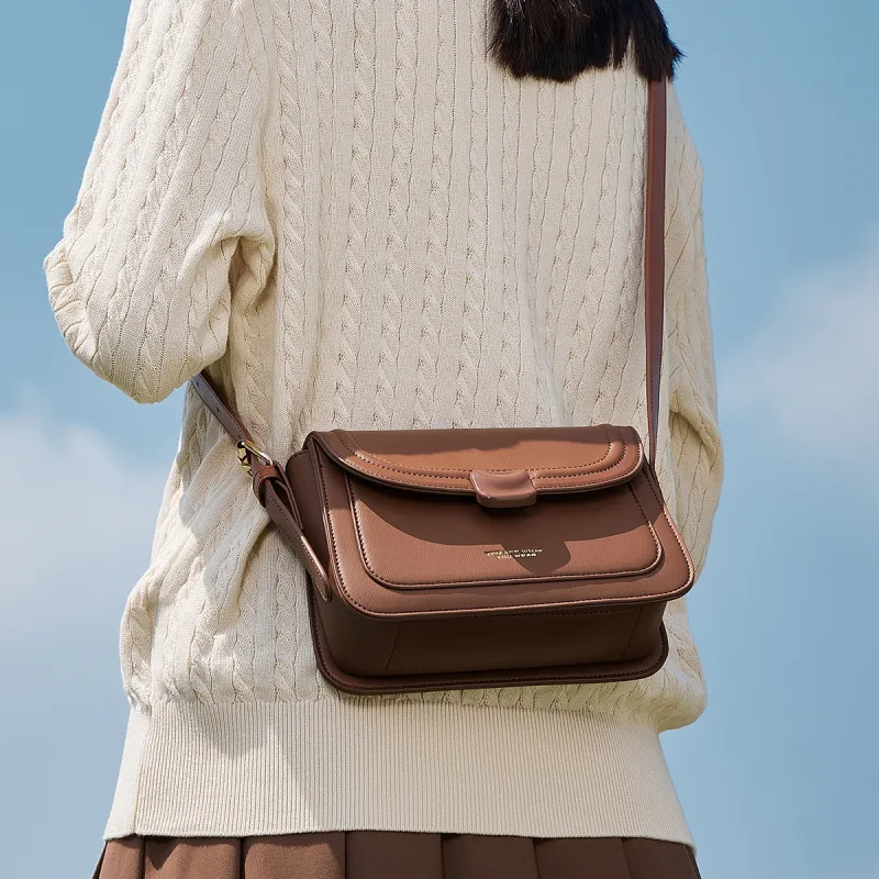 SEM/R PU Small Square Bag, Backpack, Crossbody Bag Women's Ecru/Custard/Caramel Brown/Black-7