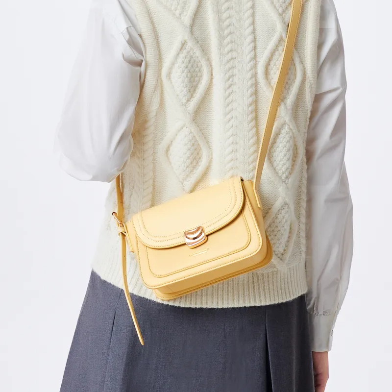 SEM/R PU Small Square Bag, Backpack, Crossbody Bag Women's Ecru/Custard/Caramel Brown/Black-2