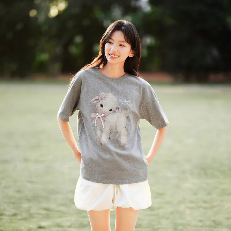 SEM/R Loose Fit 2025 Summer Short Sleeved Crew Neck T Shirt Women's-3