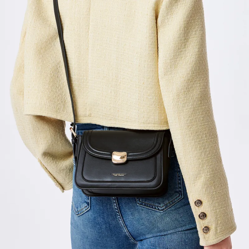 SEM/R PU Small Square Bag, Backpack, Crossbody Bag Women's Ecru/Custard/Caramel Brown/Black-16