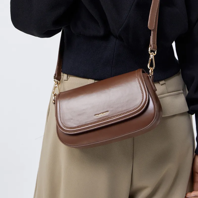 SEM/R PU Small Square Bag Handbag Crossbody Bag Small Size Women's Ecru/Caramel Brown/Black-10