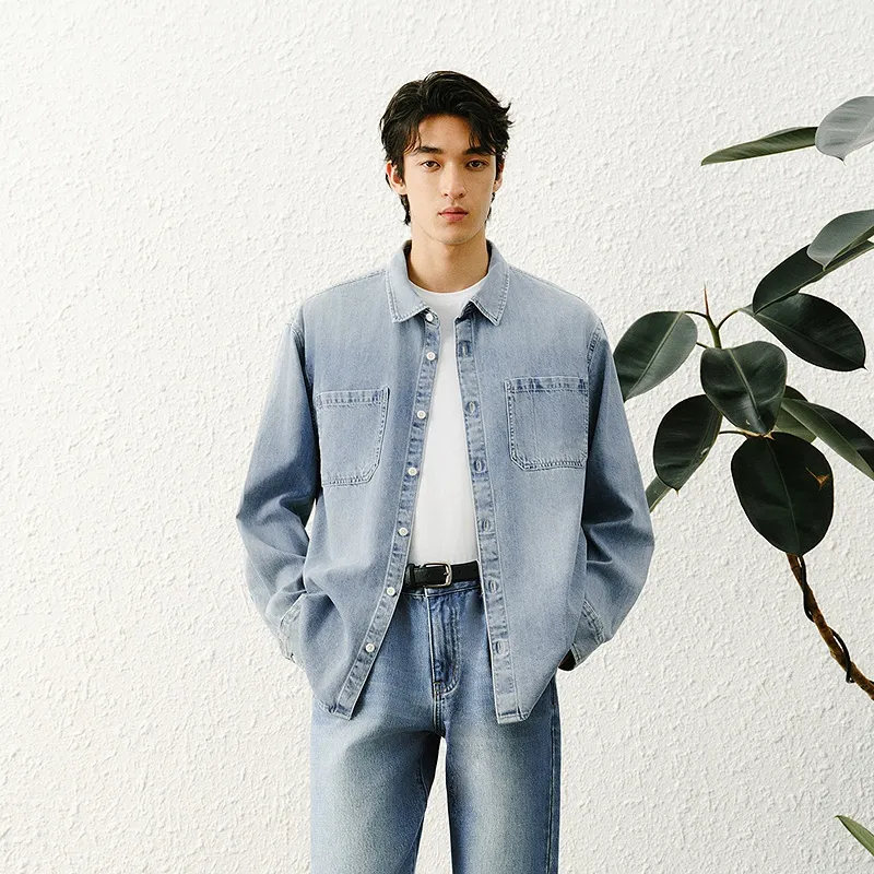 SEM/R Shirt Men's Denim Medium Blue-3