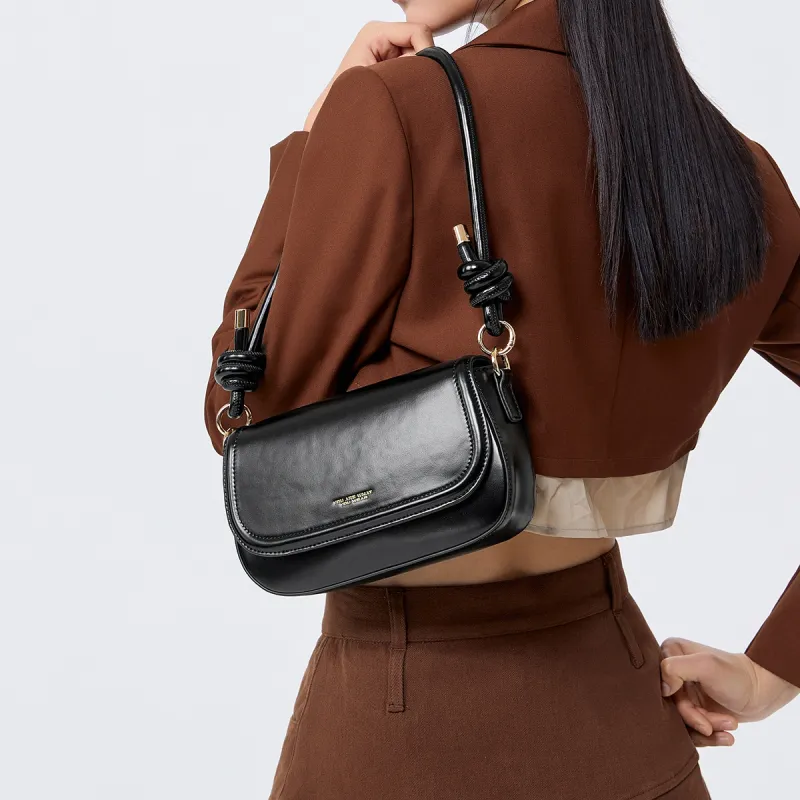 SEM/R PU Small Square Bag Handbag Crossbody Bag Small Size Women's Ecru/Caramel Brown/Black-16