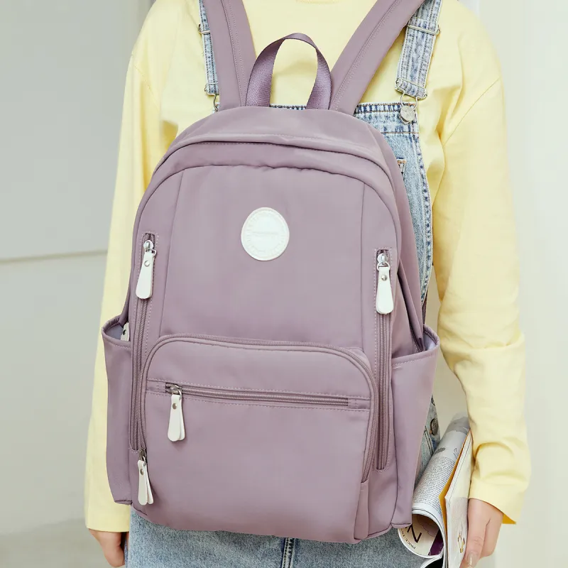 SEM/R Polyester Laptop Backpack Medium Size Unisex Ecru/Purple-4