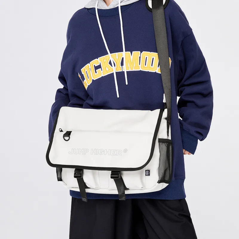 SEM/R Fabric Crossbody Bag, Messenger Bag, Shoulder Bag, Crossbody Bag Medium Size Unisex Raw White/Ecru/Black-3