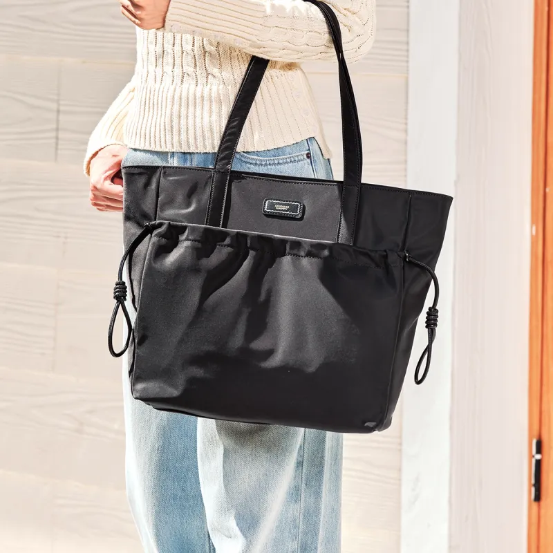 SEM/R Polyester Tote Bag Shopping Bag Shoulder Bags Large Size Women's Khaki/Black-10