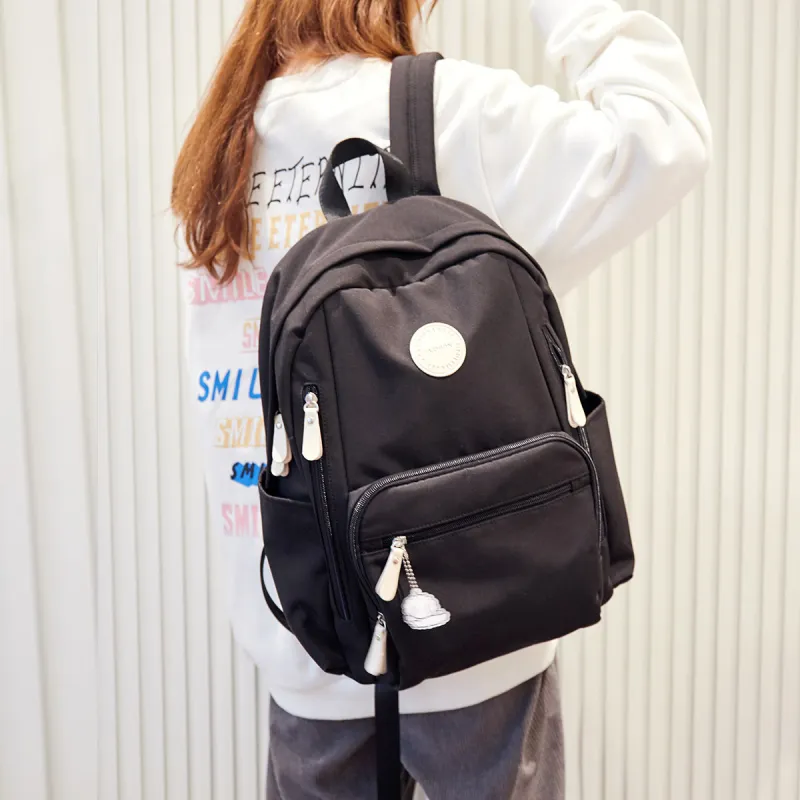 SEM/R Polyester Laptop Backpack Medium Size Unisex Ecru/Purple-43