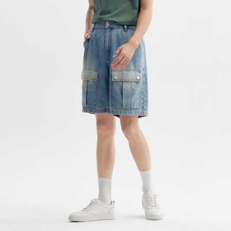 SEM/R Denim Shorts Men Denim Medium Blue 88201-3