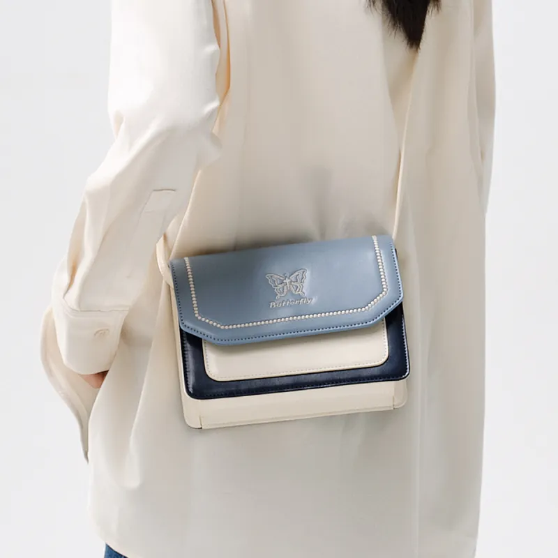 SEM/R PU Small Square Bag Shoulder Bag Crossbody Bag Small Size Women's Cream 10501 Caramel 51101 Grey Blue 80208-10