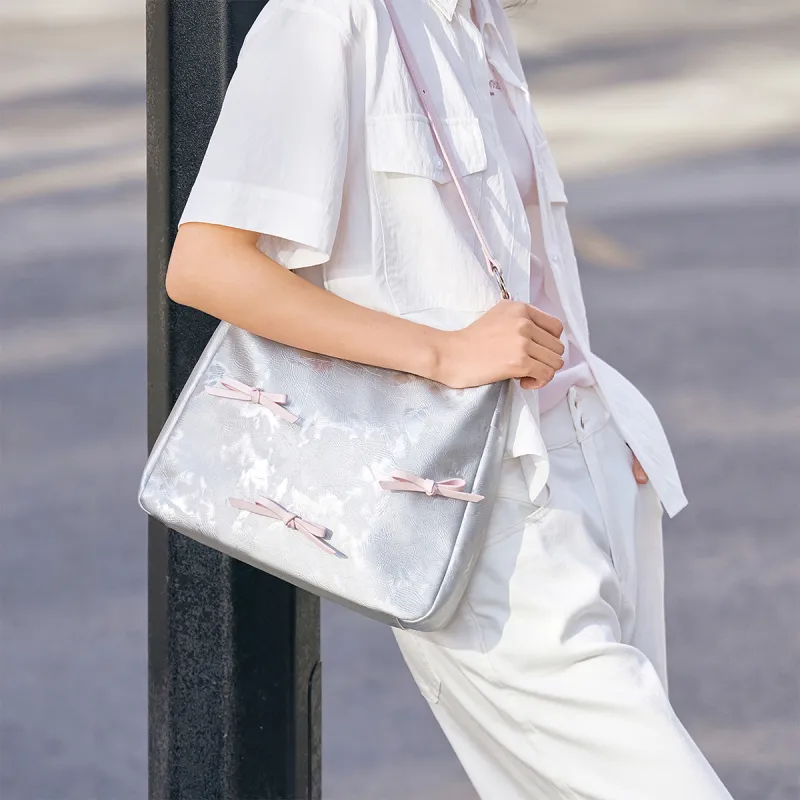 SEM/R PU Crossbody Handbag, Shoulder Bag Tubas Women's Raw White/Dream Pink/Smoke Gray Silver-6