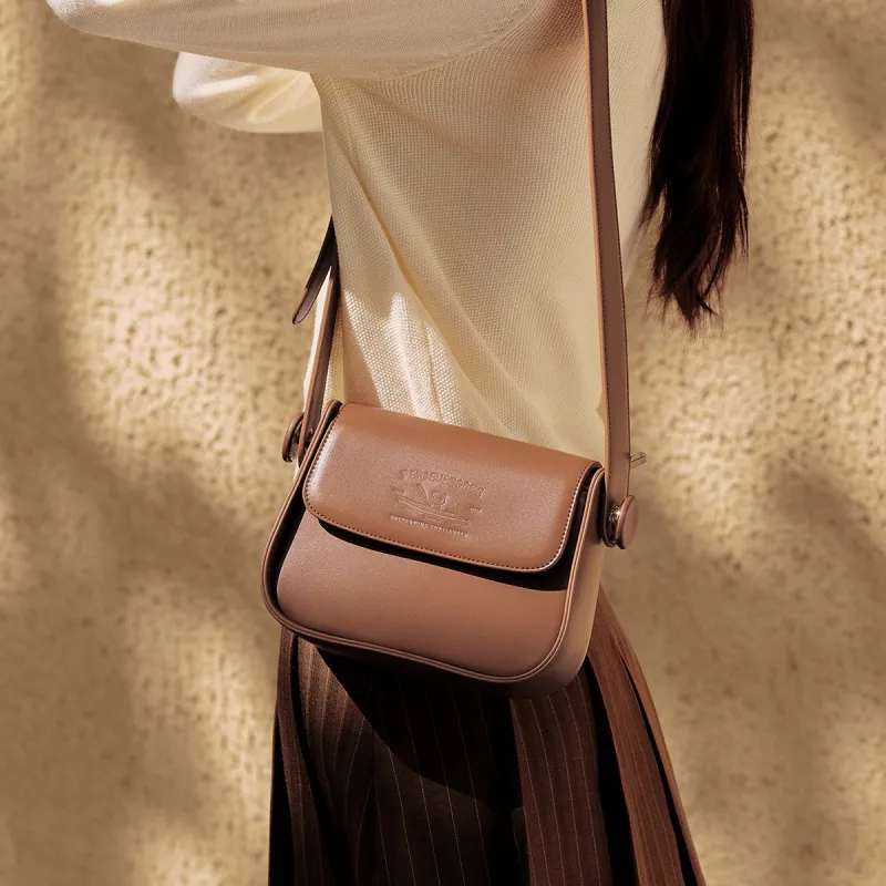 SEM/R PU Shoulder Bag Crossbody Bag Regular Women's Milk White / Caramel Brown / Black-8