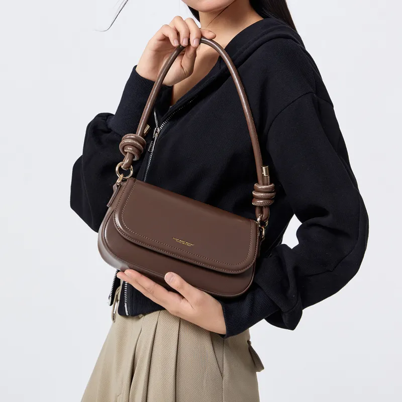 SEM/R PU Small Square Bag Handbag Crossbody Bag Small Size Women's Ecru/Caramel Brown/Black-8